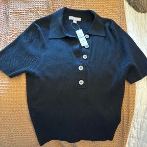 J.Crew Midnight Ribbed Polo with Buttons-NWT